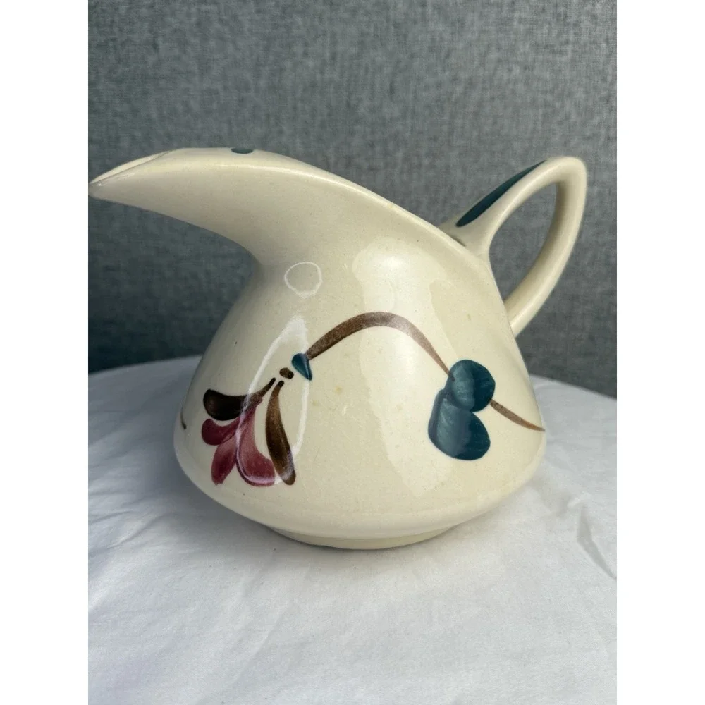 Vintage Purinton‎ Pottery Dutch Ceramic Jug Pitcher Red Ivy Blossom Floral USA